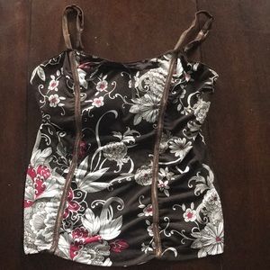 Floral Brown Tank Top size Medium